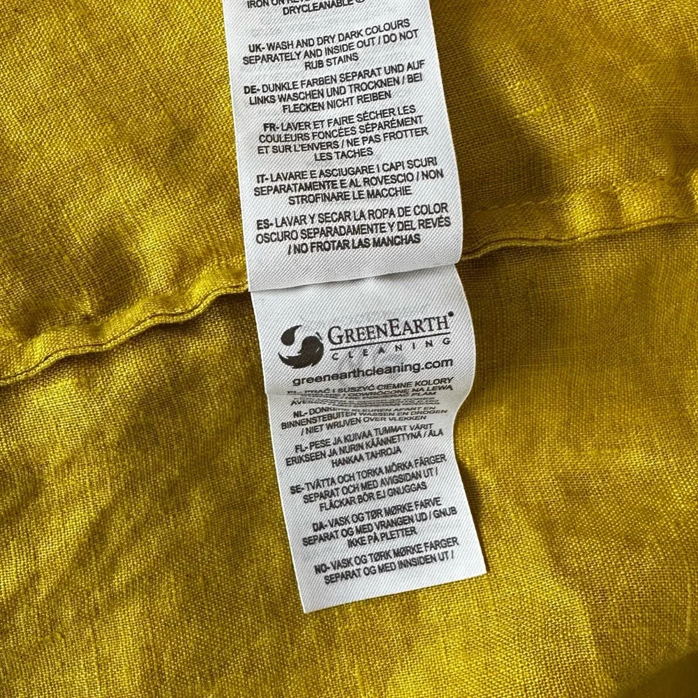 Boden Mustard Yellow 100% Linen Puff Sleeve Square Neck Blouse